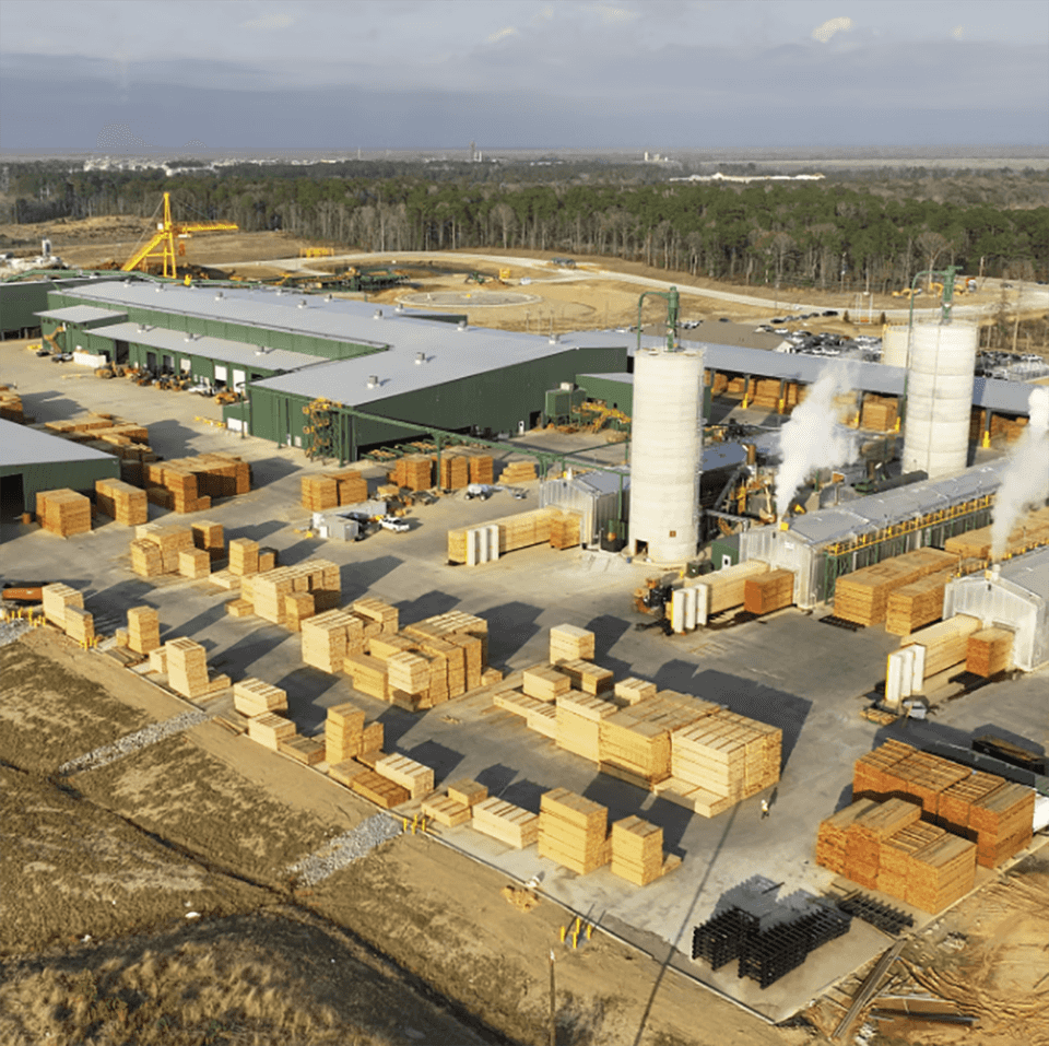 Aerial photo of Canfor mill in Axis, AL.